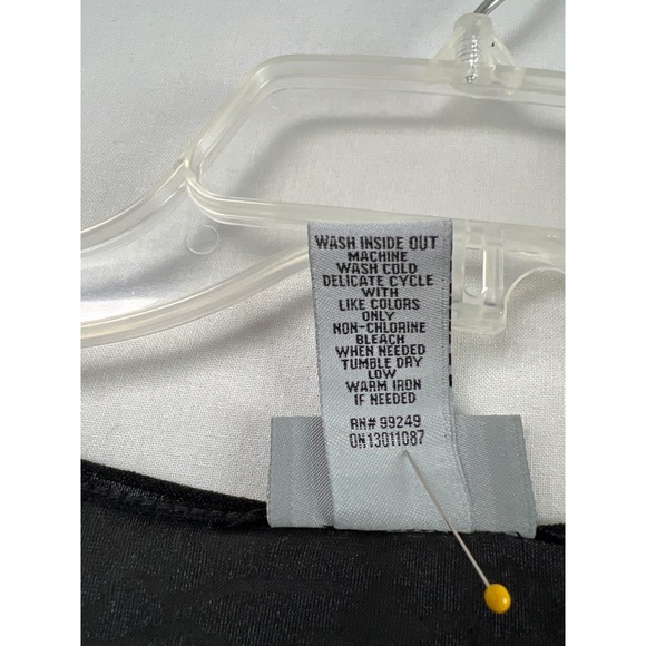 Catherines Blouse Women 3X Black Silver Excellent Burnout Floral Paisley Tunic - Picture 3 of 8